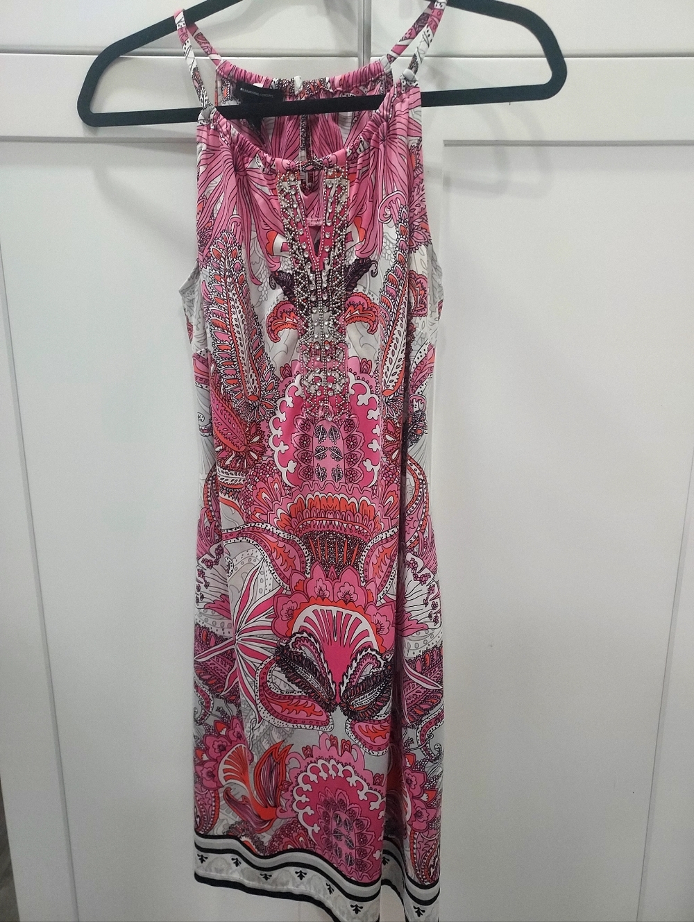 INC International Concepts Pink and White Paisley Knee Length Dress